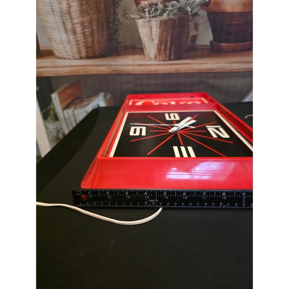 Vintage Enjoy Coca-Cola Electric Wall Clock 20x12 Red Sign Advertising Retro